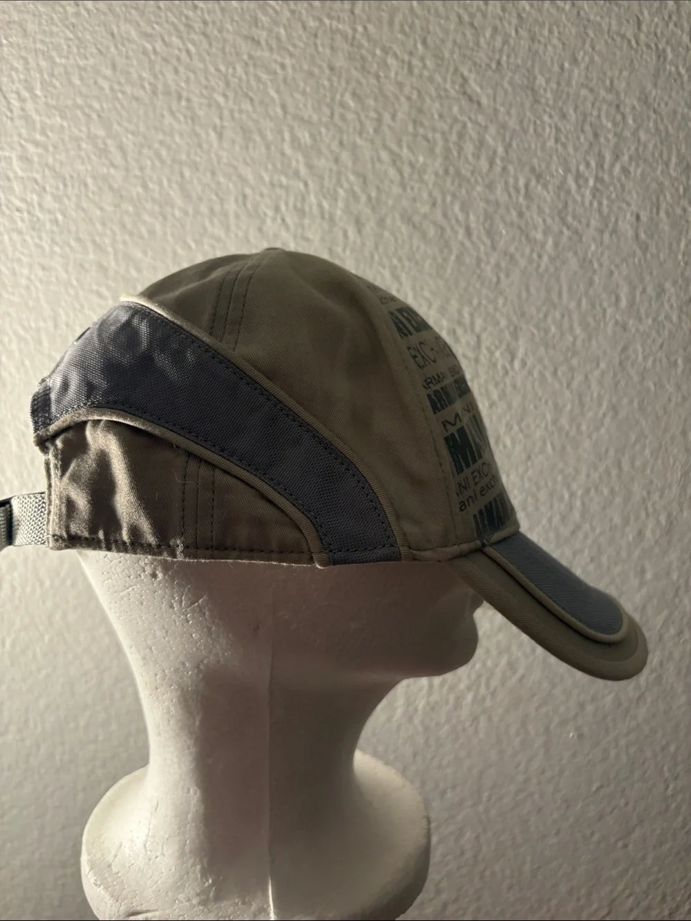 Armani Exchange Beige and Gray Logo Baseball Cap
